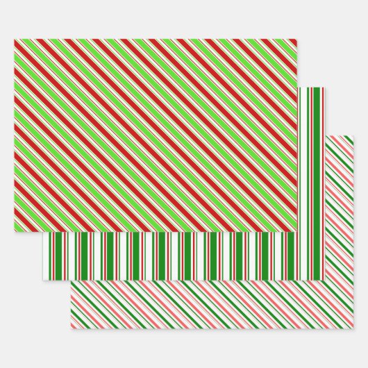 Groene, witte, rood gekleurde kerstlijnen inpakpapier vel (Set)