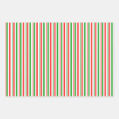 Groene, witte, rood gekleurde kerstlijnen inpakpapier vel (Voorkant 2)