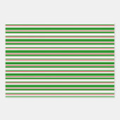 Groene, witte, rood gekleurde kerstlijnen inpakpapier vel (Voorkant)