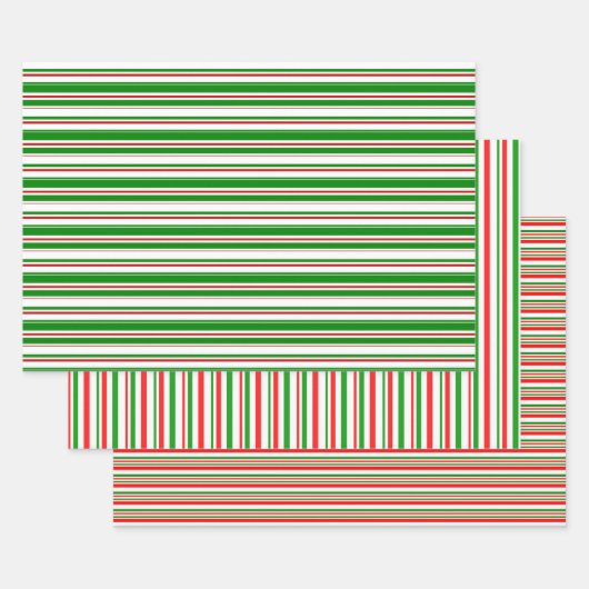 Groene, witte, rood gekleurde kerstlijnen inpakpapier vel (Set)
