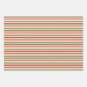 Groene, witte, rood gekleurde kerstlijnen inpakpapier vel (Voorkant)