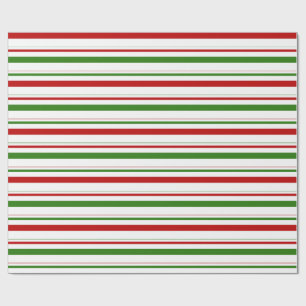 Groene, witte, rood gekleurde kerststijlstrepen cadeaupapier