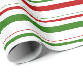 Groene, witte, rood gekleurde kerststijlstrepen cadeaupapier (Rol Hoek)