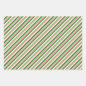 Groene, witte, rood gekleurde kerststijlstrepen inpakpapier vel (Voorkant 3)