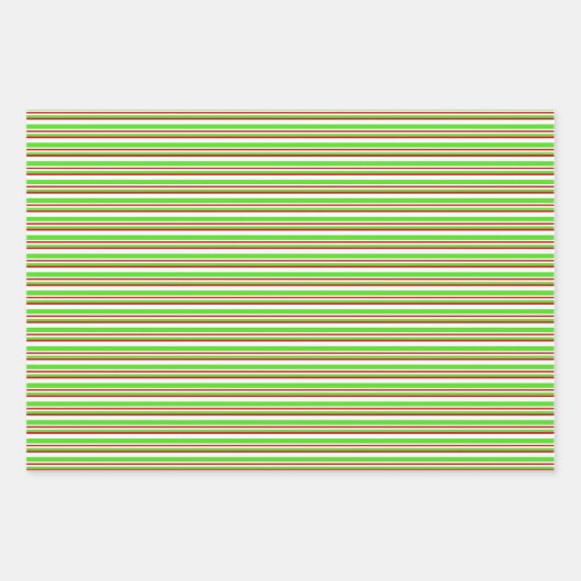Groene, witte, rood gekleurde kerststijlstrepen inpakpapier vel (Voorkant 3)