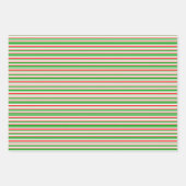 Groene, witte, rood gekleurde kerststijlstrepen inpakpapier vel (Voorkant 2)