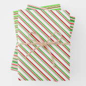 Groene, witte, rood gekleurde kerststijlstrepen inpakpapier vel (In situ)
