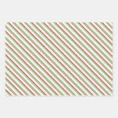 Groene, witte, rood gekleurde kerststijlstrepen inpakpapier vel (Voorkant)
