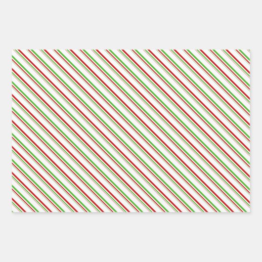 Groene, witte, rood gekleurde kerststijlstrepen inpakpapier vel (Voorkant)