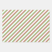 Groene, witte, rood gekleurde kerststijlstrepen inpakpapier vel (Voorkant 3)