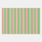 Groene, witte, rood gekleurde kerststijlstrepen inpakpapier vel (Voorkant)