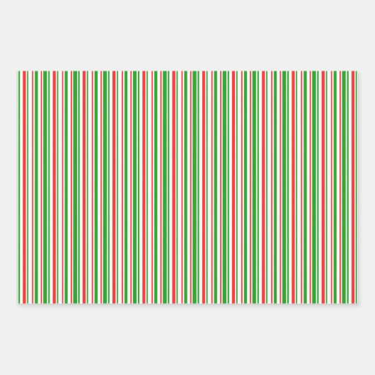 Groene, witte, rood gekleurde kerststijlstrepen inpakpapier vel (Voorkant)