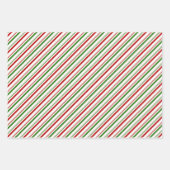 Groene, witte, rood gekleurde kerststijlstrepen inpakpapier vel (Voorkant 3)
