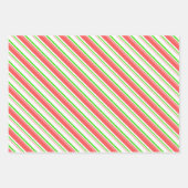 Groene, witte, rood gekleurde kerststijlstrepen inpakpapier vel (Voorkant 2)