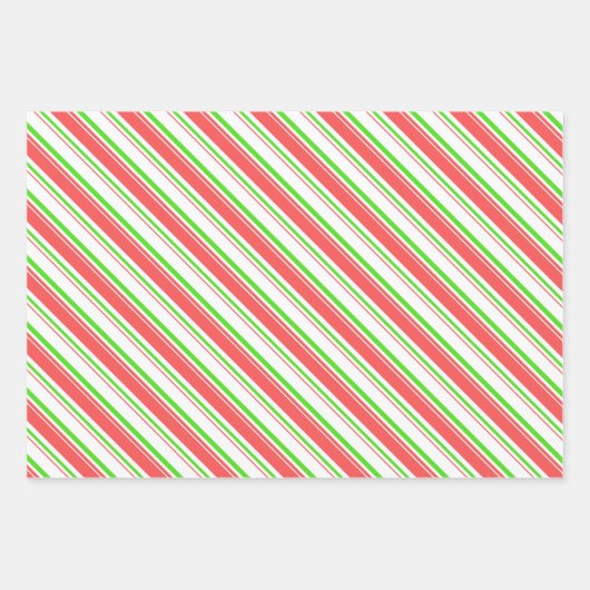 Groene, witte, rood gekleurde kerststijlstrepen inpakpapier vel (Voorkant 2)
