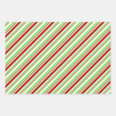 Groene, witte, rood gekleurde kerststijlstrepen inpakpapier vel (Voorkant 3)