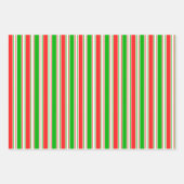 Groene, witte, rood gekleurde kerststijlstrepen inpakpapier vel (Voorkant 3)