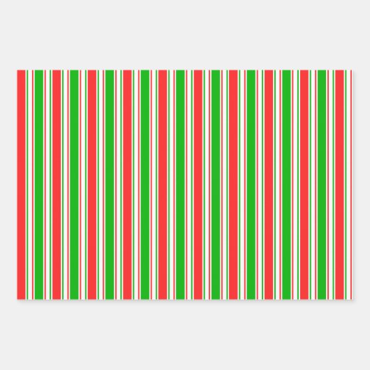 Groene, witte, rood gekleurde kerststijlstrepen inpakpapier vel (Voorkant 3)