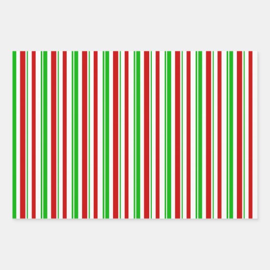 Groene, witte, rood gekleurde kerststijlstrepen inpakpapier vel (Voorkant 2)
