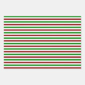 Groene, witte, rood gekleurde kerststijlstrepen inpakpapier vel (Voorkant)