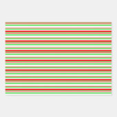 Groene, witte, rood gekleurde kerststijlstrepen inpakpapier vel (Voorkant 2)