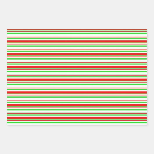 Groene, witte, rood gekleurde kerststijlstrepen inpakpapier vel (Voorkant 2)