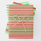 Groene, witte, rood gekleurde kerststijlstrepen inpakpapier vel (In situ)