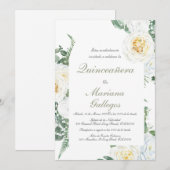 Groene witte roos Quinceanera Kaart (Voorkant / Achterkant)