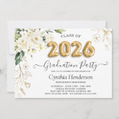 Groene Witte Rozen Bloemenklasse van 2025 Afstuder Kaart (Voorkant)