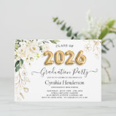 Groene Witte Rozen Bloemenklasse van 2025 Afstuder Kaart (Staand voorkant)