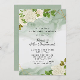 Groene witte rozen Bridesmaids Luncheon nodigt uit
