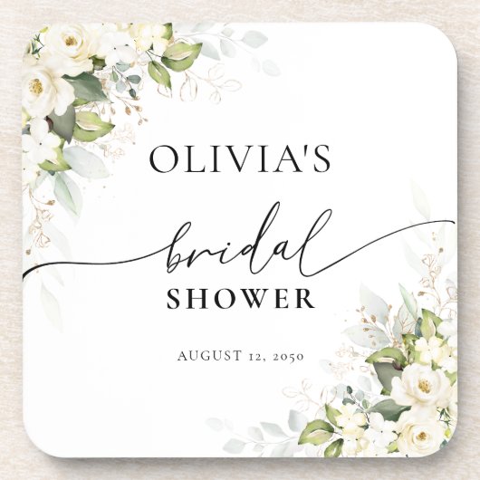 Groene witte rozen bruidsontbijt coasters bier onderzetter (Voorkant)