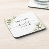 Groene witte rozen bruiloft coasters bier onderzetter (Linkerzijde)