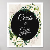 Groene Witte Rozen Kaarten En Cadeaus Bord Poster (Voorkant)