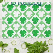 Groene & Witte Shamrocks Naam Ierse Bar & Keuken Theedoek (Gevouwen)