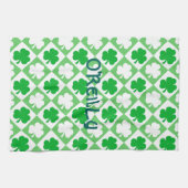 Groene & Witte Shamrocks Naam Ierse Bar & Keuken Theedoek (Horizontaal)