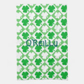 Groene & Witte Shamrocks Naam Ierse Bar & Keuken Theedoek (Verticaal)