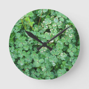 Groene Witte Shamrocks wandklok