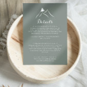 Groene witte silhouet berg bruiloft details informatiekaartje