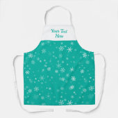 Groene Witte Sneeuwvlok Patroon Kerstmis Schort (Voorkant)