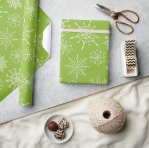 groene witte sneeuwvlokken kerstcadeaus cadeaupapier