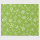 groene witte sneeuwvlokken kerstcadeaus cadeaupapier (Vlak)