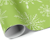 groene witte sneeuwvlokken kerstcadeaus cadeaupapier (Rol Hoek)