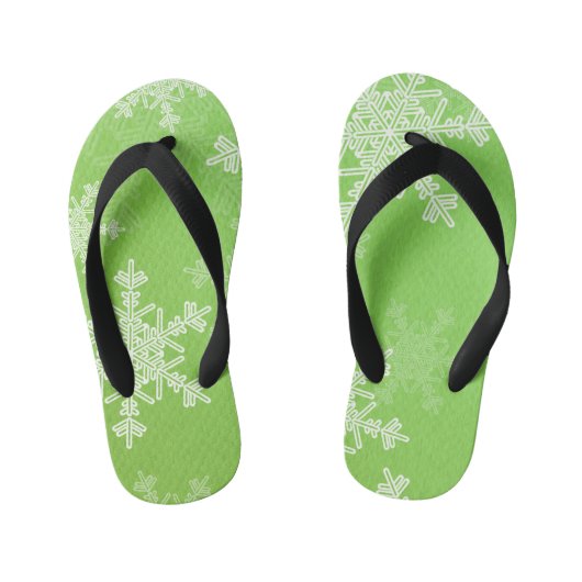 Groene Witte Sneeuwvlokken Minimalistische Kerst Kinder Teenslippers (Voetbed)