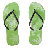 Groene Witte Sneeuwvlokken Minimalistische Kerst Teenslippers (Voetbed)
