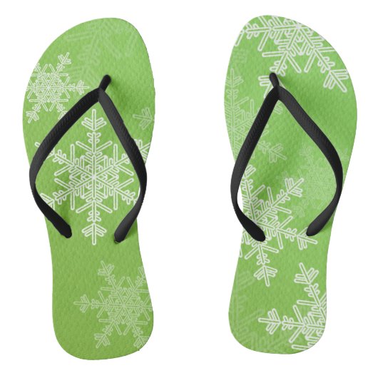Groene Witte Sneeuwvlokken Minimalistische Kerst Teenslippers (Voetbed)