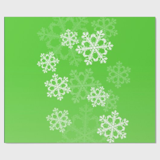 Groene Witte Sneeuwvlokken Minimalistische Kerstmi Cadeaupapier (Vlak)