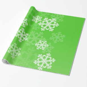 Groene Witte Sneeuwvlokken Minimalistische Kerstmi Cadeaupapier