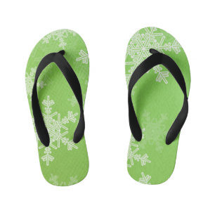 Groene Witte Sneeuwvlokken Minimalistische Kerstmi Kinder Teenslippers