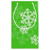 Groene Witte Sneeuwvlokken Minimalistische Kerstmi Klein Cadeauzakje (Achterkant)